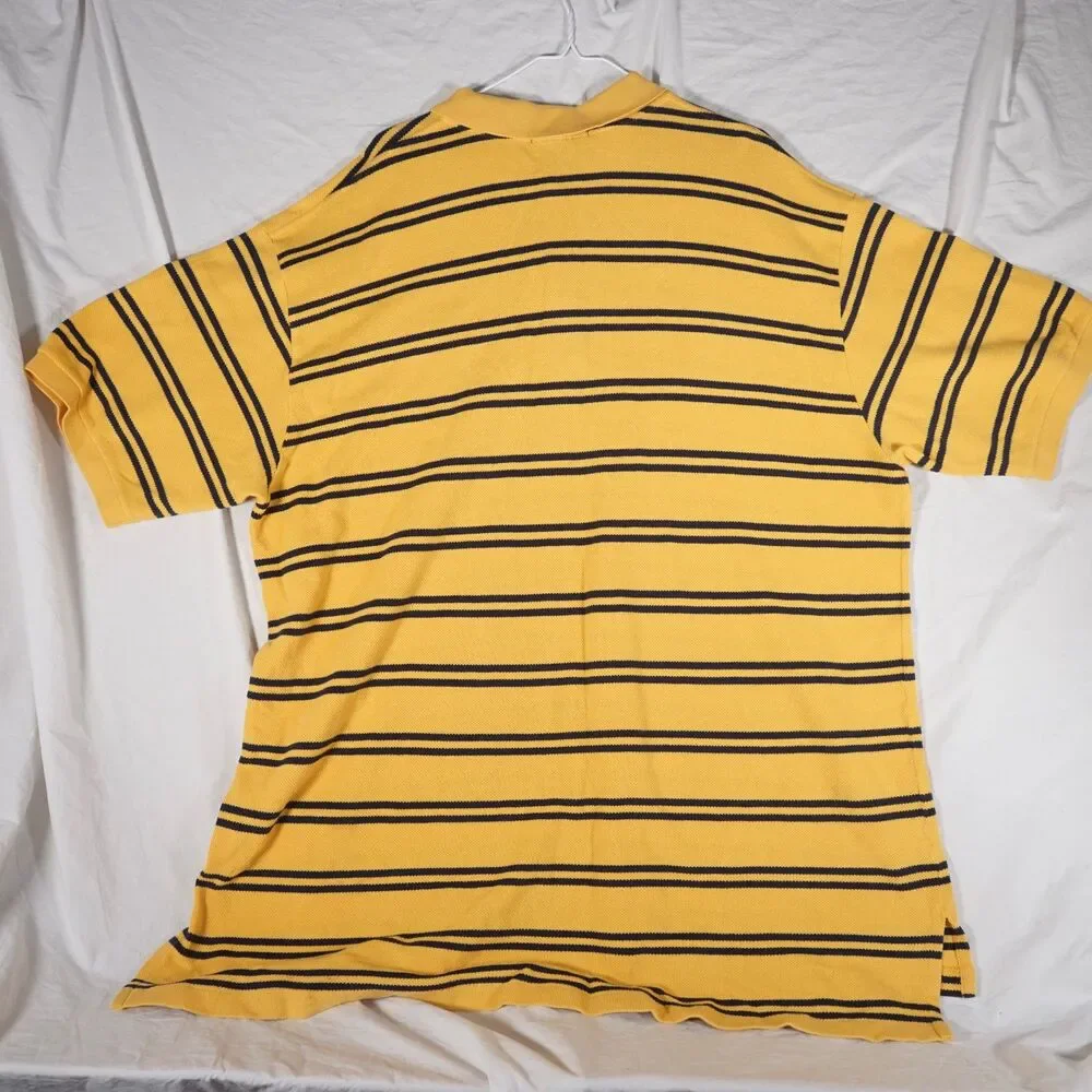 Polo Ralph Lauren Vintage Polo Shirt Yellow Black Striped Heavy Knit Men's 3XB